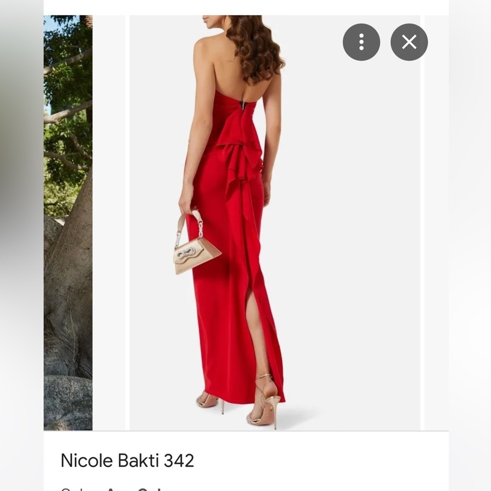 Nicole Bakti Red Strapless Gown